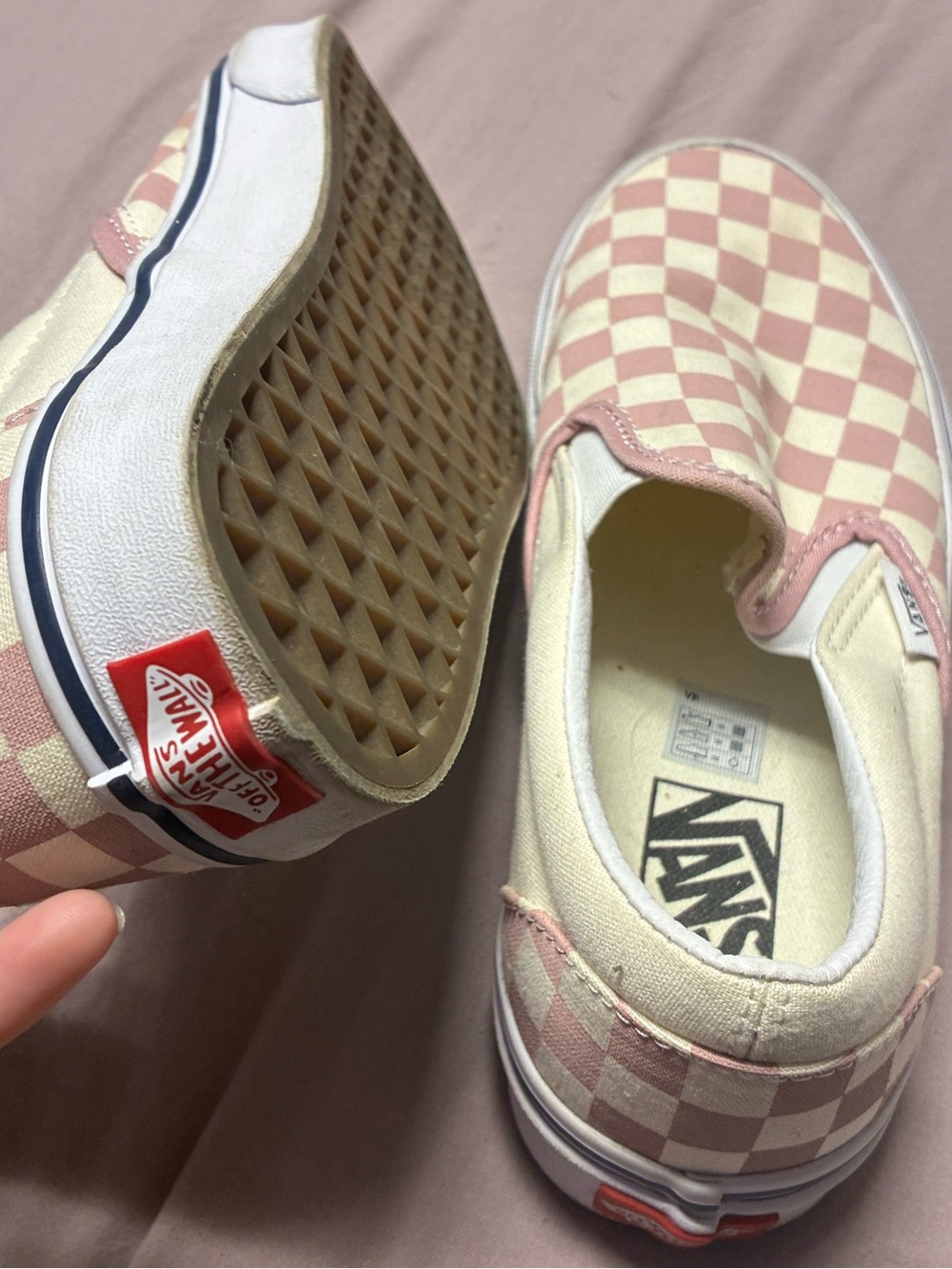 Vans Kids Pink and White Checkerboard Slip-On Sneakers